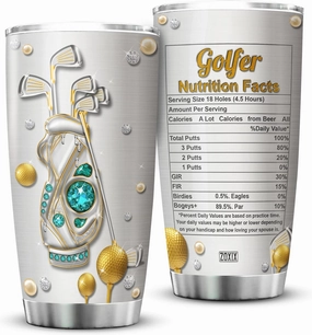 ZOXIX Golfer Nutrition Facts Stainless Steel Tumbler 20oz Jewelry Style Golfing Gifts For Boyfriend Funny Saying Golf Lover Birthday Gift Insulated Cup For Golfers Coffee Mugs