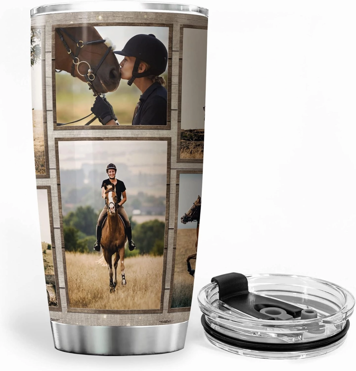 ZOXIX Life Is An Adventure Enjoy The Ride Equestrian Tumbler With Lid 20oz Sports Horseback Horse Riding Gifts Insulated Cup With Photo Personalized Gifts For Horse Lovers Men Dad