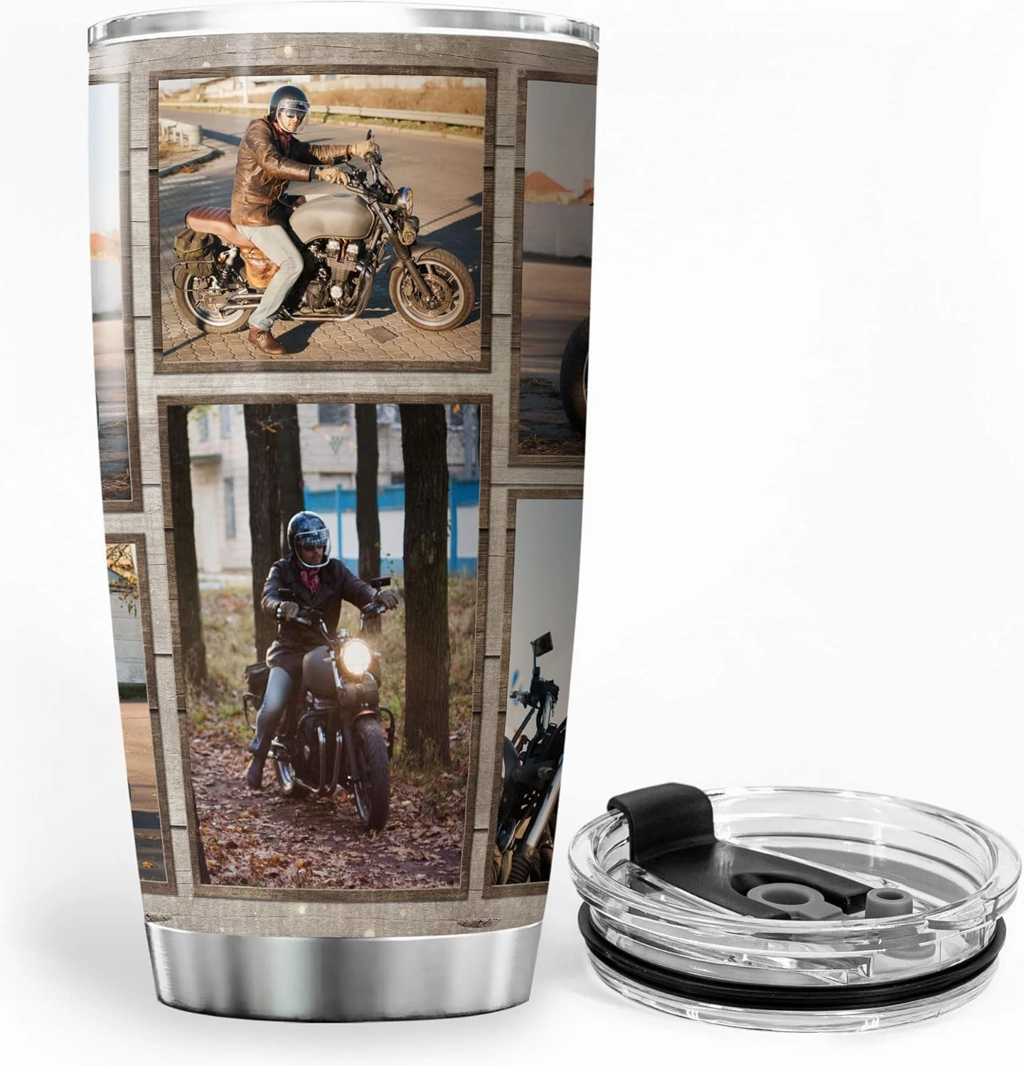 ZOXIX Life Is An Adventure Enjoy The Ride Motorcycle Lover Gifts For Men Customized Photo Tumbler Sports Themed Bike Rider Gift Stainless Steel Mug Insulated Biker Coffee Cup 20oz