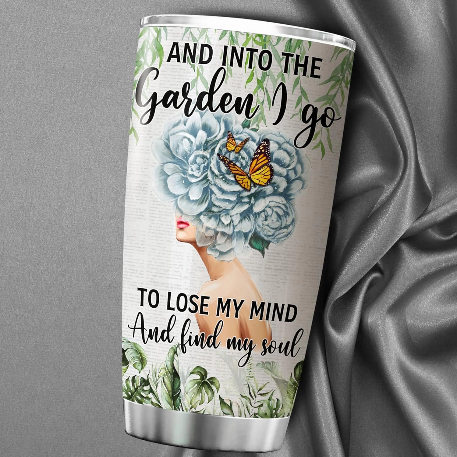 ZOXIX Personalized Tumbler Gardening Gifts And Into The Garden I Go To Lose My Mind And Find My Soul Things For Gardeners Plant Lovers Stainless Steel Insulated Cup With Name 20 Oz