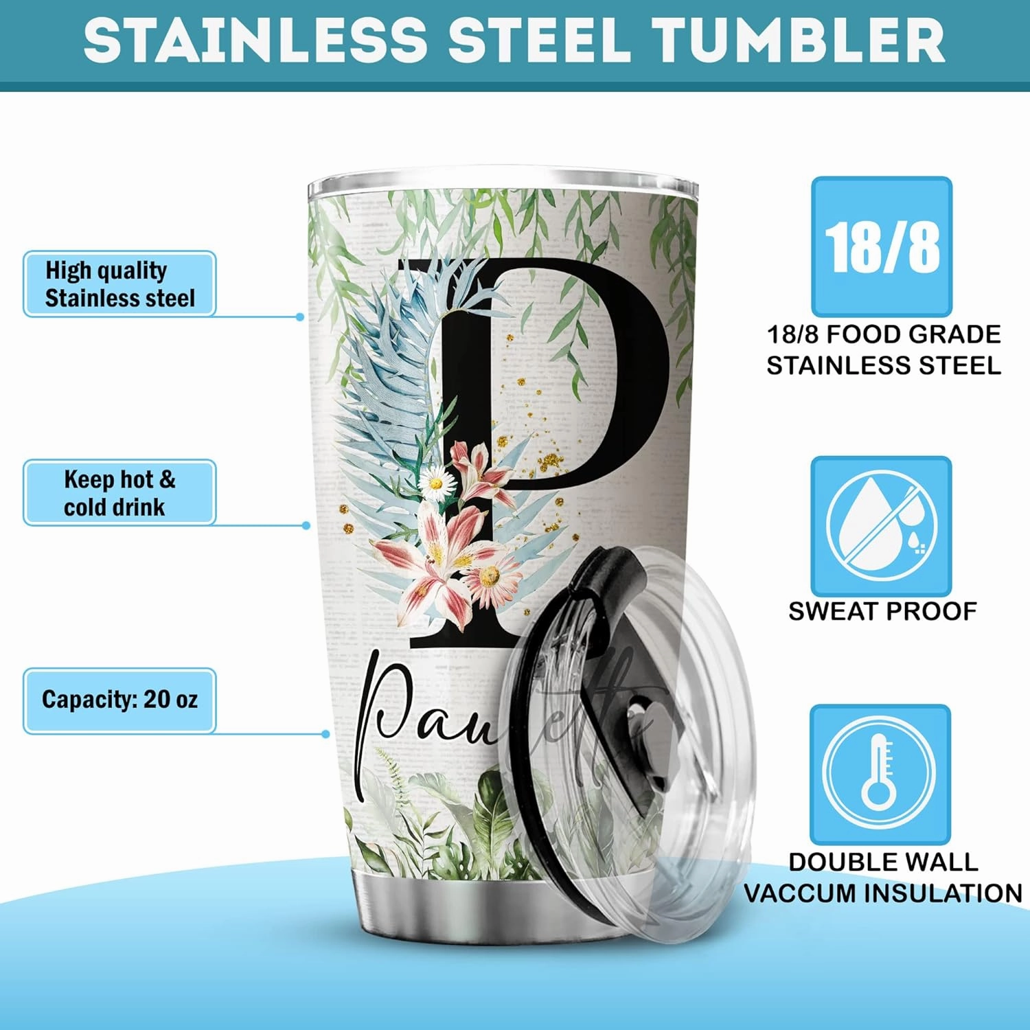 ZOXIX Personalized Tumbler Gardening Gifts And Into The Garden I Go To Lose My Mind And Find My Soul Things For Gardeners Plant Lovers Stainless Steel Insulated Cup With Name 20 Oz
