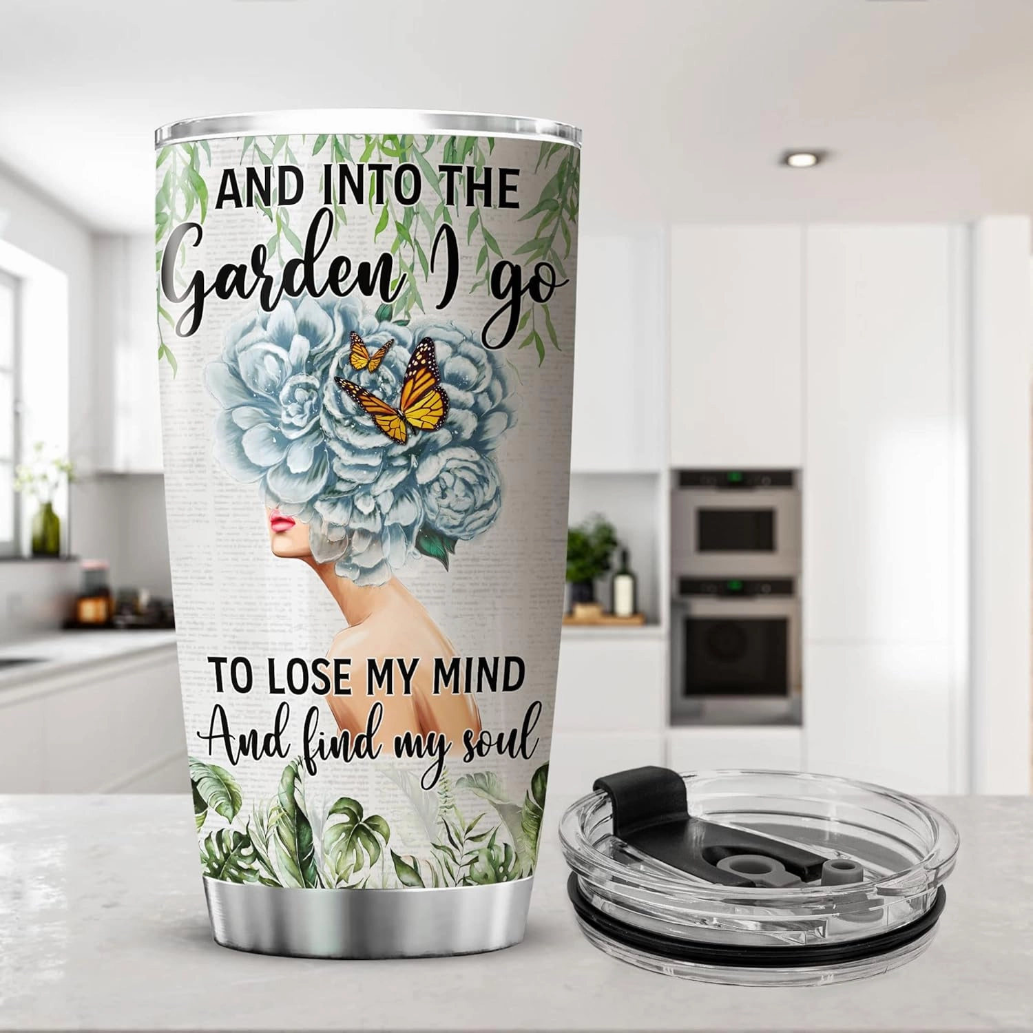 ZOXIX Personalized Tumbler Gardening Gifts And Into The Garden I Go To Lose My Mind And Find My Soul Things For Gardeners Plant Lovers Stainless Steel Insulated Cup With Name 20 Oz