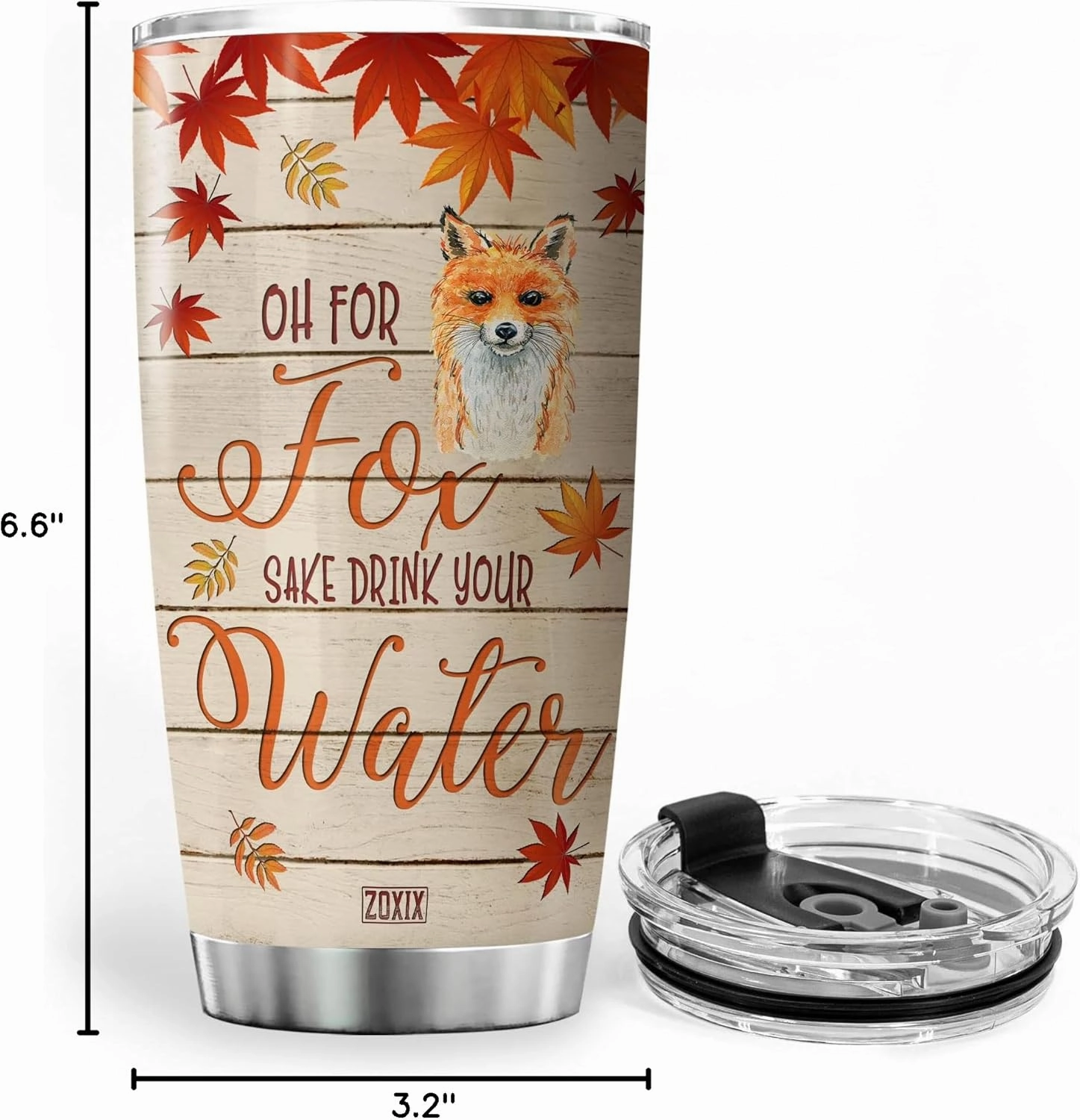 ZOXIX Personalized Tumbler Gift For Girls Oh For Fox Sake Coffee Mug With Name 20 Oz Autumn Themed Animal Print Cup Stainless Steel Insulated Cute Foxes For Teens