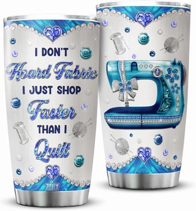 ZOXIX Sewing Themed Insulated Tumbler With Lid 20oz Jewelry Style Fabric Quilting Gifts For Quilters Funny Saying Cup Stainless Steel Tailor Seamstress Crochet Lover Gift For Women
