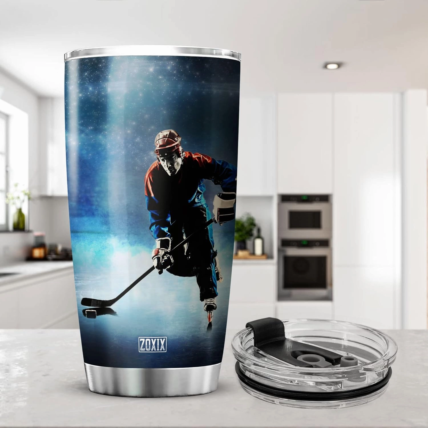 ZOXIX You Get Old When You Stop Playing Hockey Tumbler Cup For Men - 20oz Stainless Steel Insulated Travel Mug With Lid - Novelty Sport Gifts For Hockey Players, Boys, Coaches