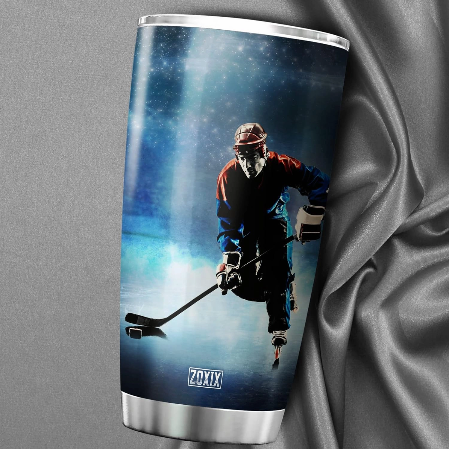 ZOXIX You Get Old When You Stop Playing Hockey Tumbler Cup For Men - 20oz Stainless Steel Insulated Travel Mug With Lid - Novelty Sport Gifts For Hockey Players, Boys, Coaches