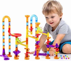 ZOZOPLAY 93Pcs STEM Marble Run Building Blocks, Colorful Track Pipe Blocks and Plastic Marbles, Creative Construction Toys for Ages 3 , Christmas & Birthday Gift Choice, Kindergarten & Daycare Toys